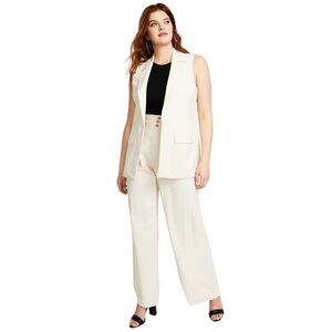 Bar III Petite High-Rise Pleated Wide-Leg Pants Brazillian Sand Ivory 8P Petite